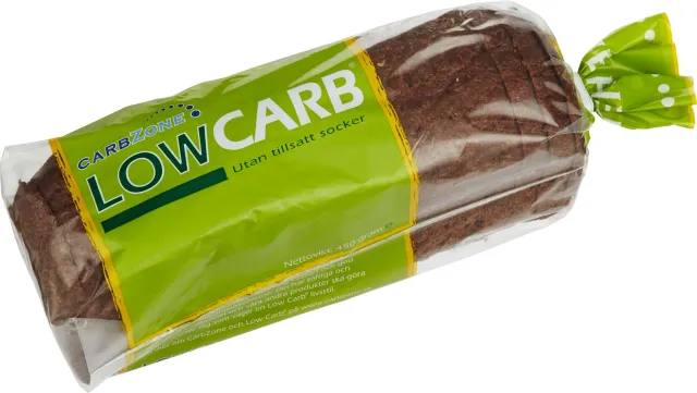 Carbzone Low Carb brød uden tilsat sukker 450g fiberrig