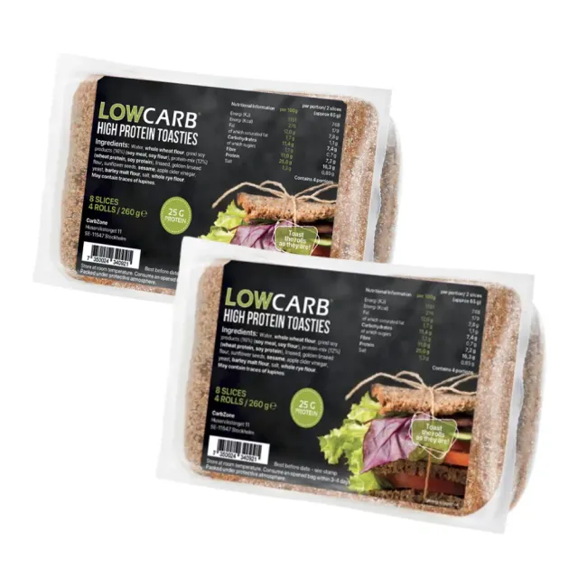 Low Carb High Protein Toasties toastbrød 4x65g fiber
