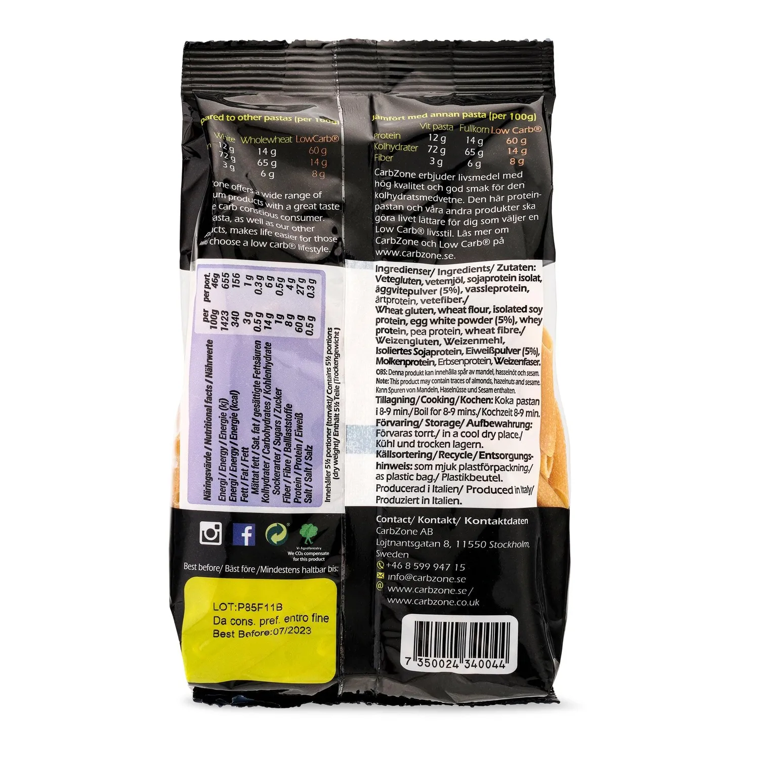 CarbZone Proteinrik Pasta Penne pasta 250g proteinrig