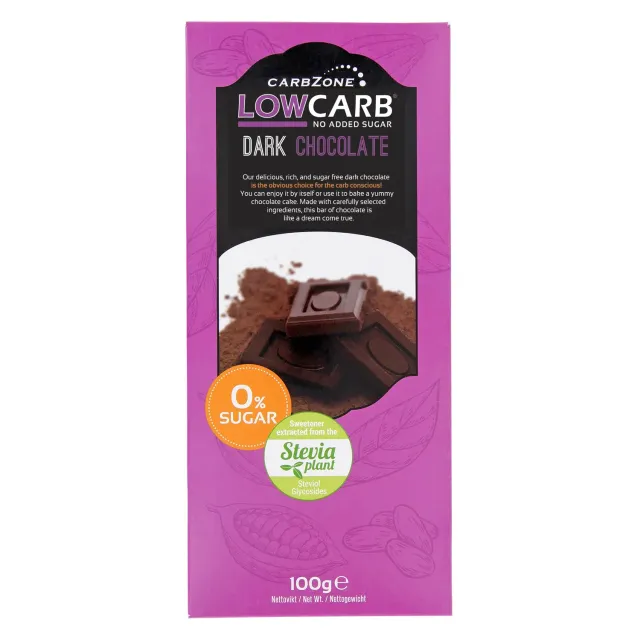 Carbzone Low Carb Mørk Choklad chokolade 100g sukkerfri