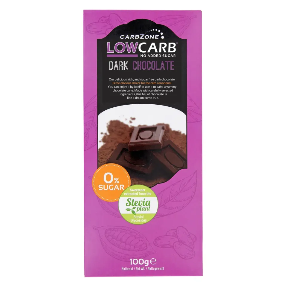 Carbzone Low Carb Mørk Choklad chokolade 100g sukkerfri